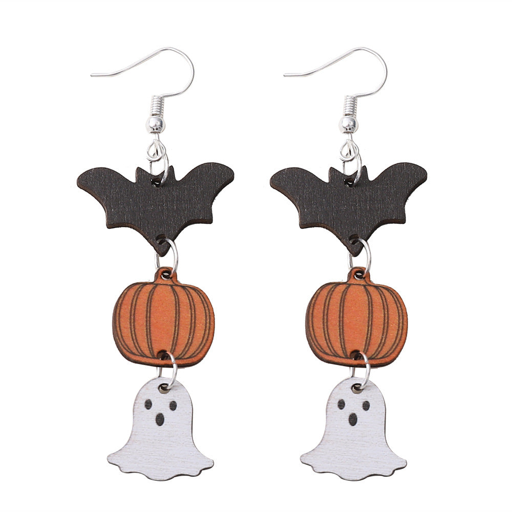 Wholesale  Women' s Wooden Double-Sided Pendant Earrings